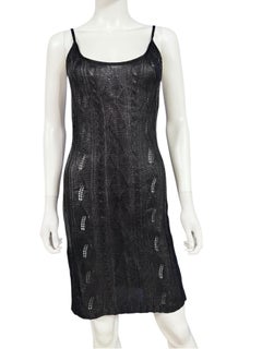 S/S 1998 Christian Dior by John Galliano Black Metallic Crochet Knit Mini Dress