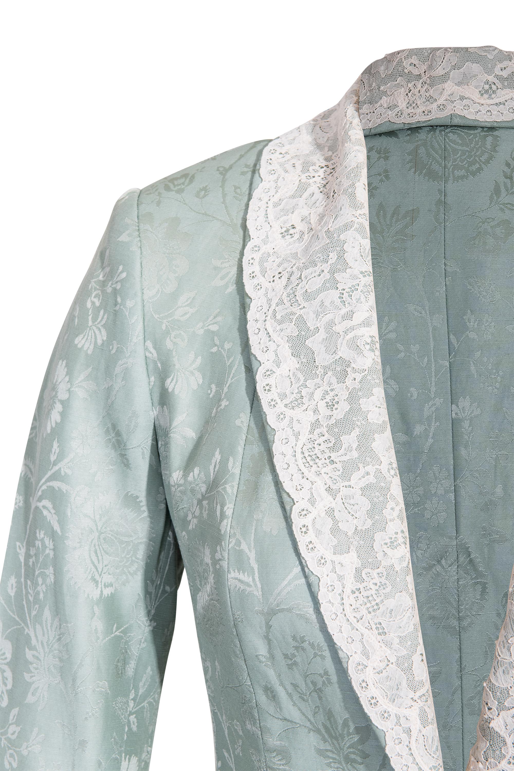 S/S 1998 Christian Dior by John Galliano Green Floral Pattern Jacket 2