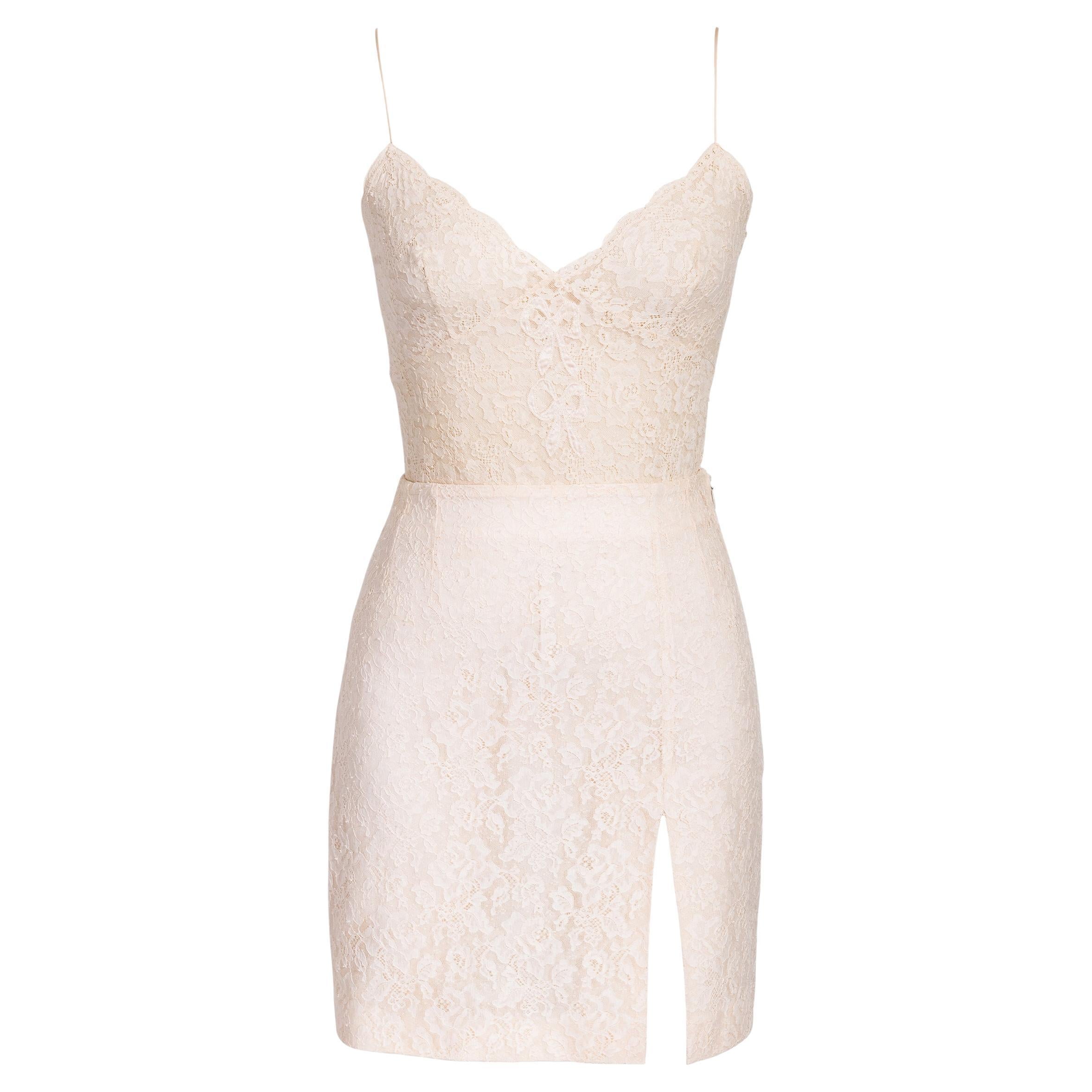 S/S 1998 Christian Dior by John Galliano Lace Mini Skirt Set