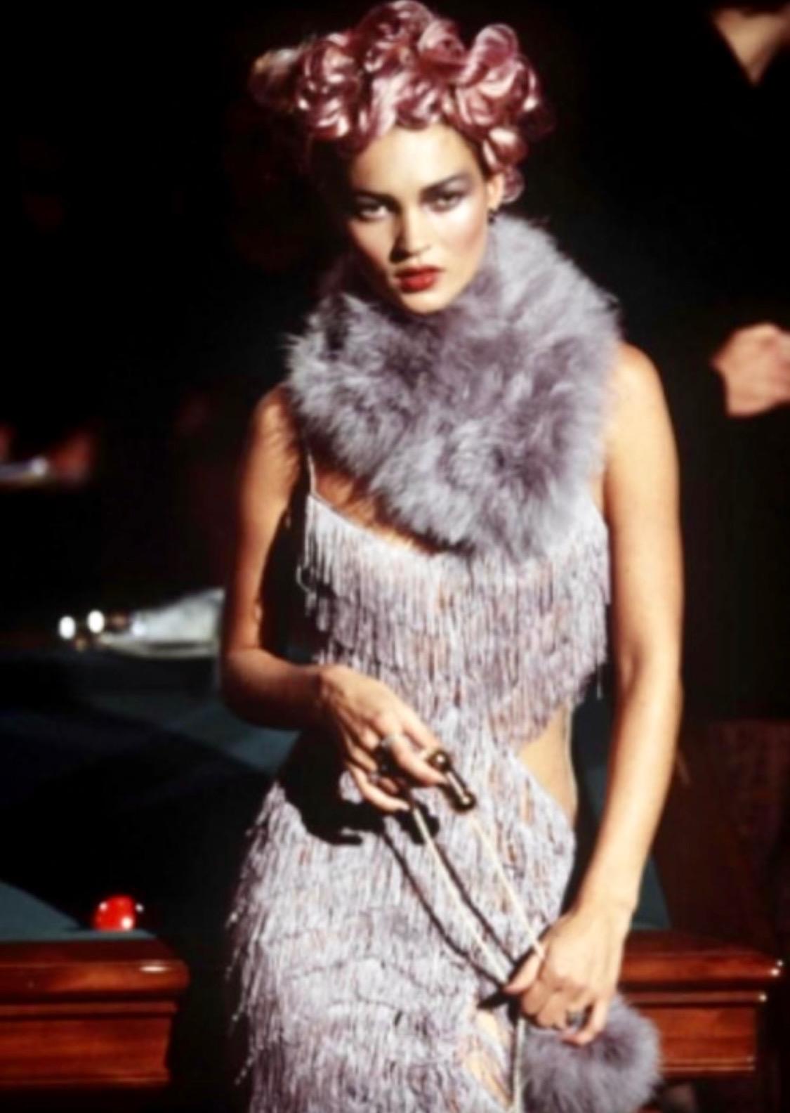 S/S 1998 Christian Dior by John Galliano for Red Velvet Fringe Metal Handle Lady Bag en vente 1
