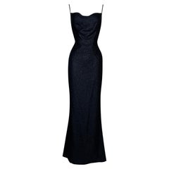 S/S 1998 Christian Dior John Galliano Black Glitter Mermaid Maxi Dress