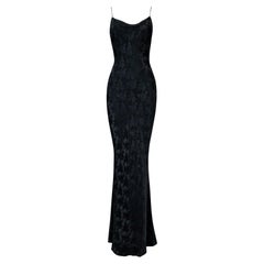 Vintage S/S 1998 Christian Dior John Galliano Runway Black Silk Extra Long Slip Dress