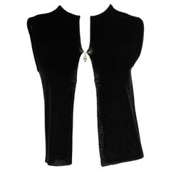 Vintage S/S 1998 Dolce & Gabbana Black Knit Sacred Heart Charm Pin Sleeveless Top