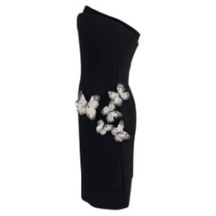 S/S 1998 Dolce & Gabbana Butterfly Appliqué Corseted Strapless Mini Dress IT46