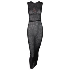 S/S 1998 Dolce & Gabbana Madonna Sheer Black Mesh Long Dress