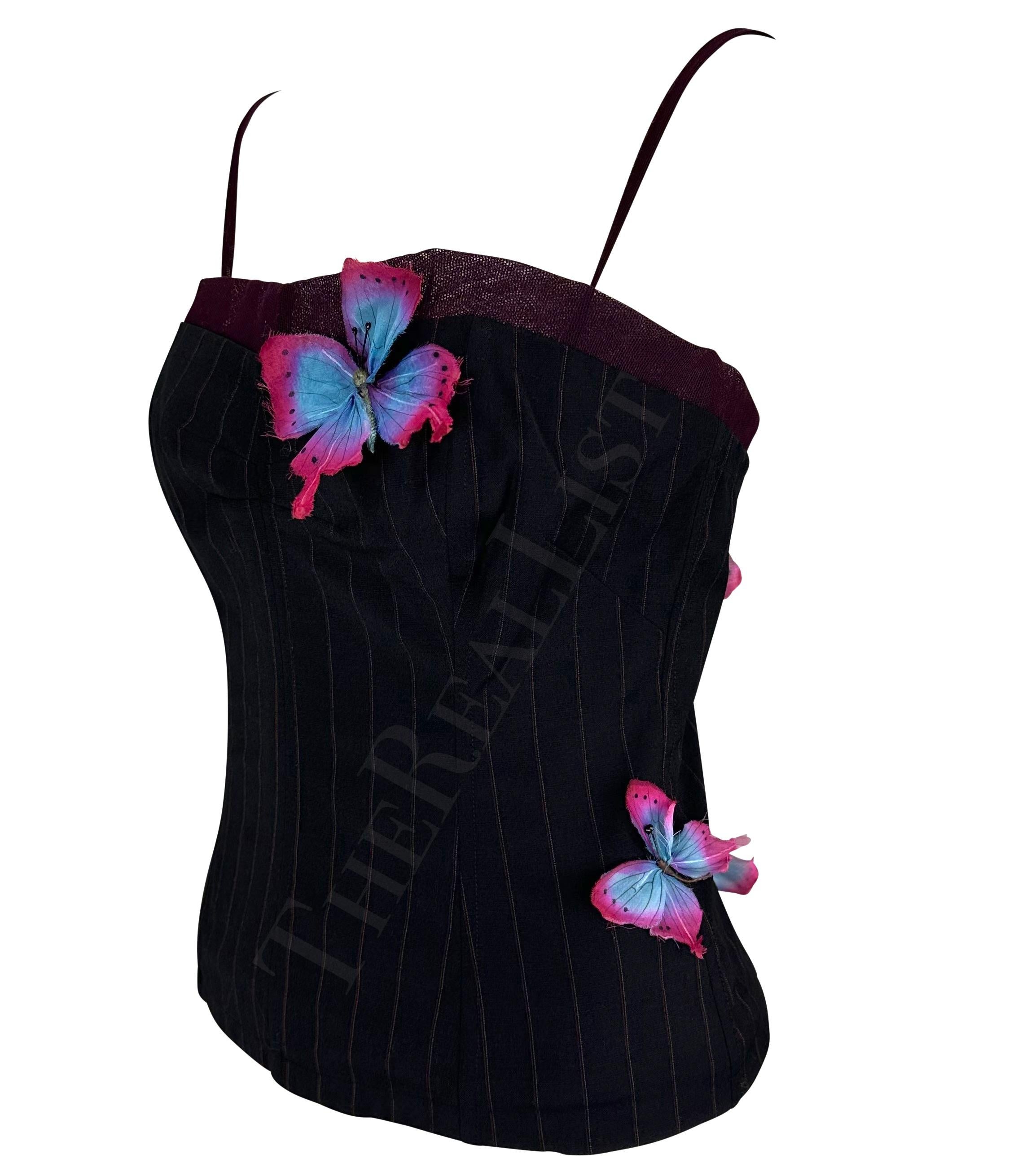 S/S 1998 Dolce & Gabbana Runway Pinstripe Butterfly Applique Boned Tank Top 1
