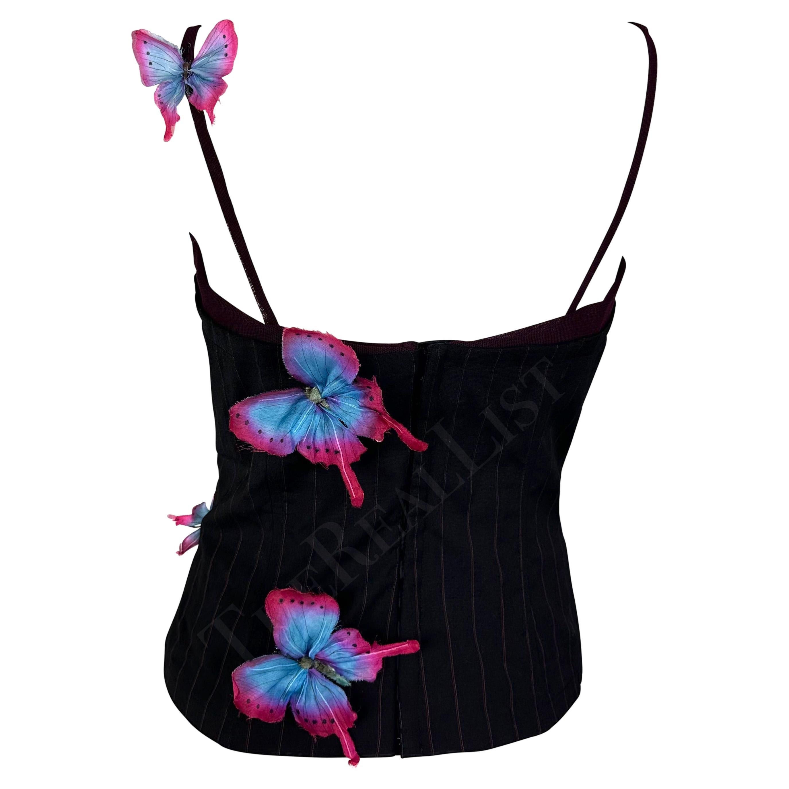 S/S 1998 Dolce & Gabbana Runway Pinstripe Butterfly Applique Boned Tank Top