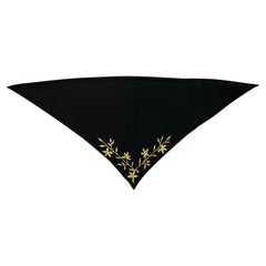 S/S 1998 Dolce & Gabbana Runway Ad Gold Embroidery XL Black Triangle Headscarf