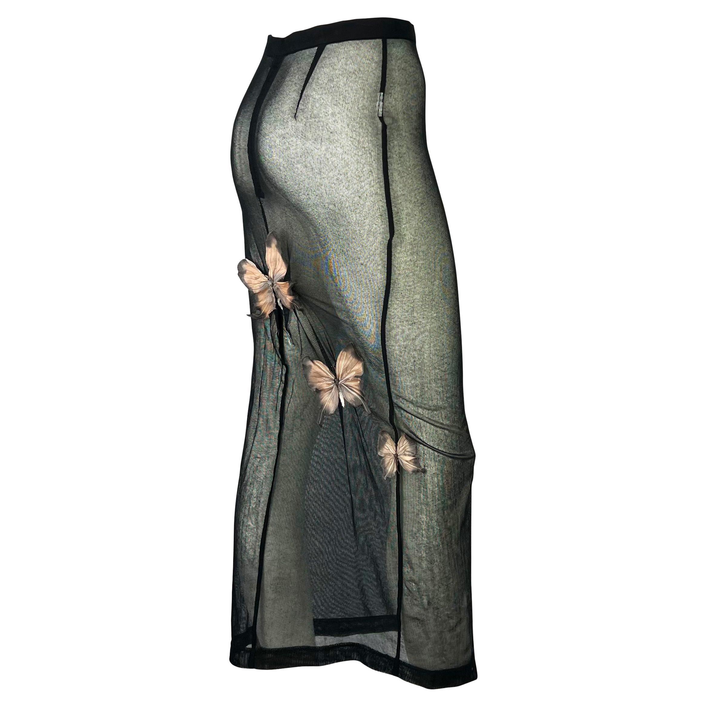 S/S 1998 Dolce & Gabbana Stromboli Sheer Butterfly Appliqué Maxi Skirt