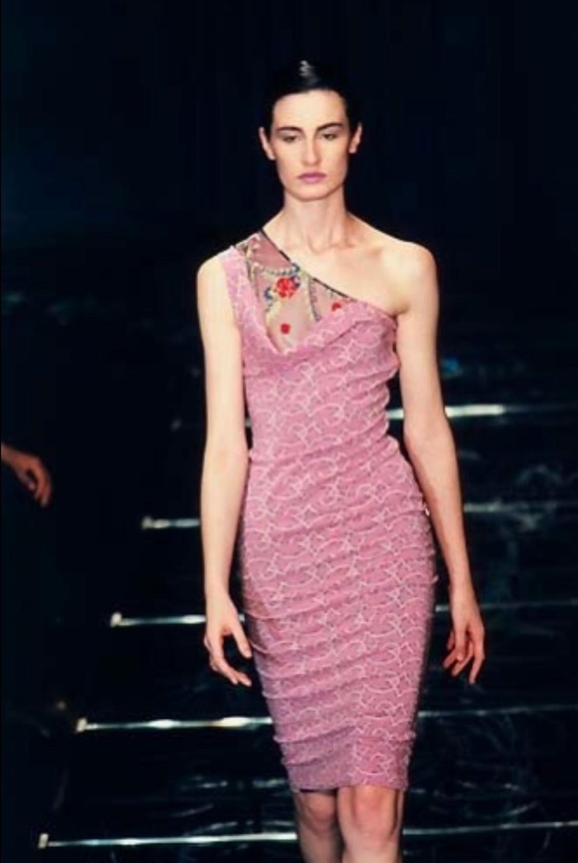 F/S 1998 Gianni Versace by Donatella Ad Asymmetrisches blau-lila durchsichtiges, durchsichtiges Kleid im Angebot 2
