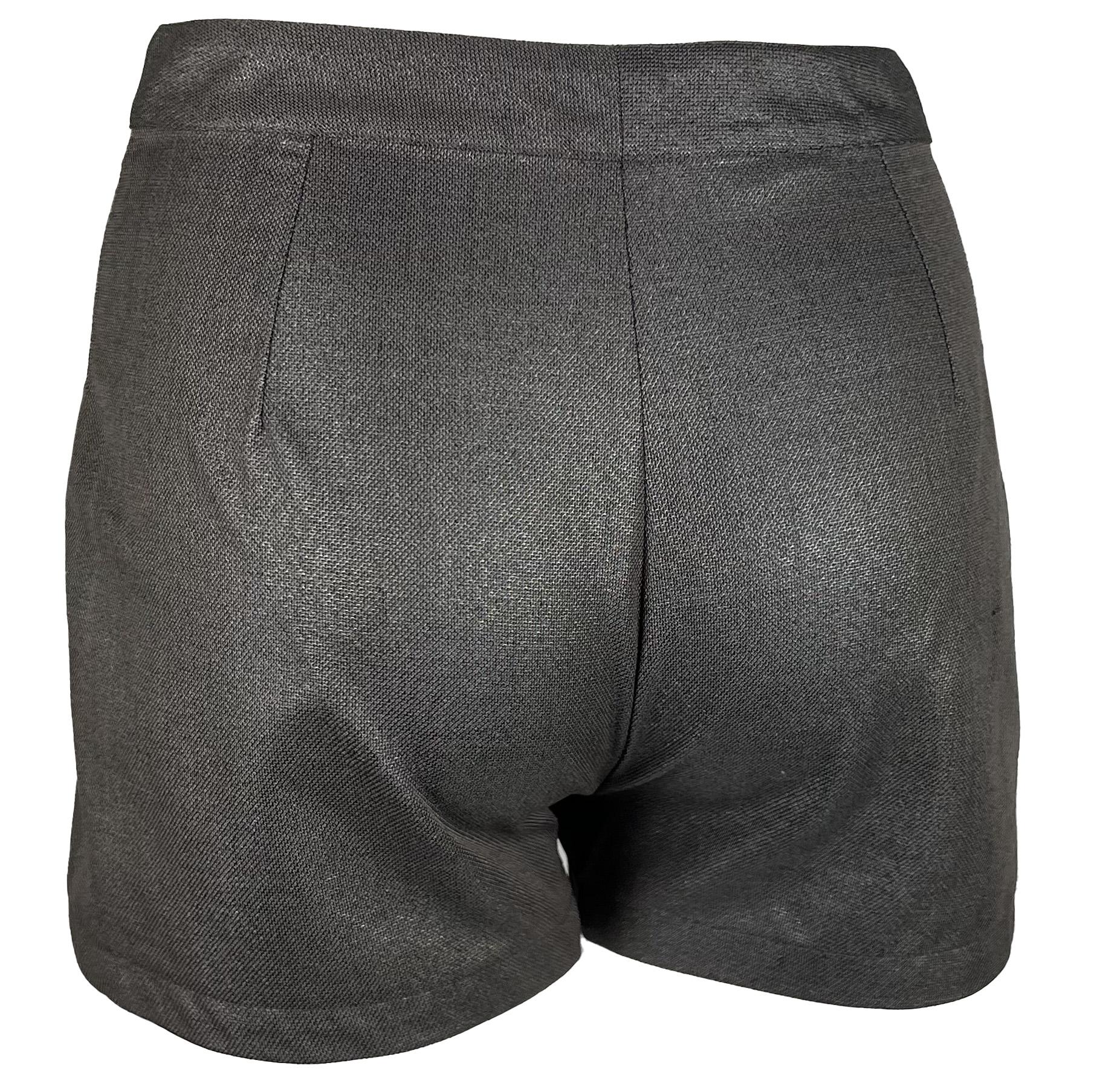 S/S 1998 Gianni Versace by Donatella Grey Metallic Mini Short Shorts Hot Pants In Excellent Condition For Sale In West Hollywood, CA