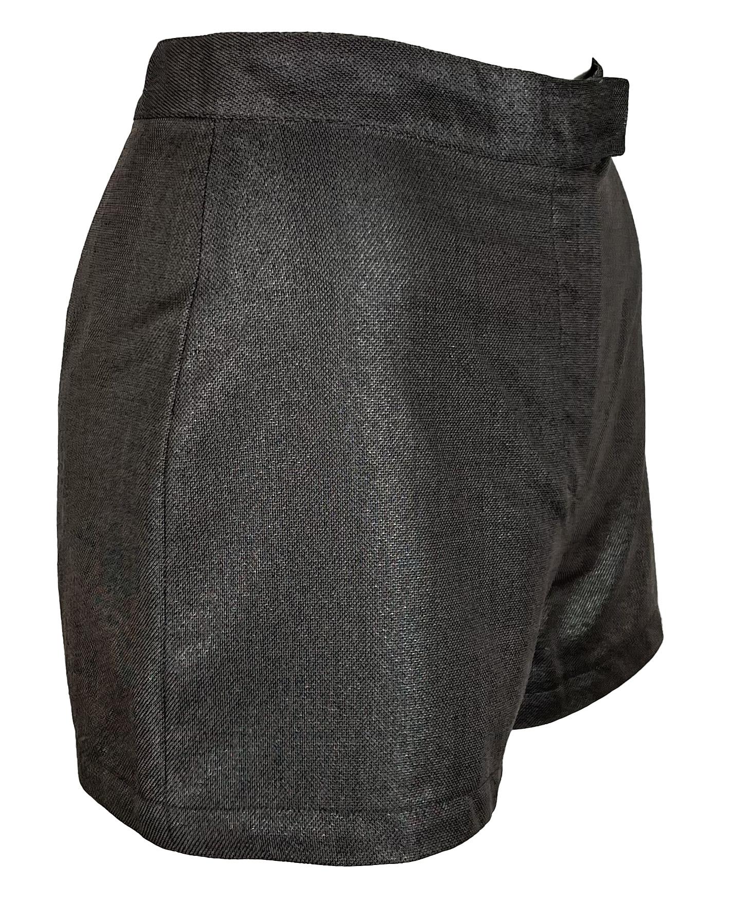 S/S 1998 Gianni Versace by Donatella Grey Metallic Mini Short Shorts Hot Pants For Sale 2