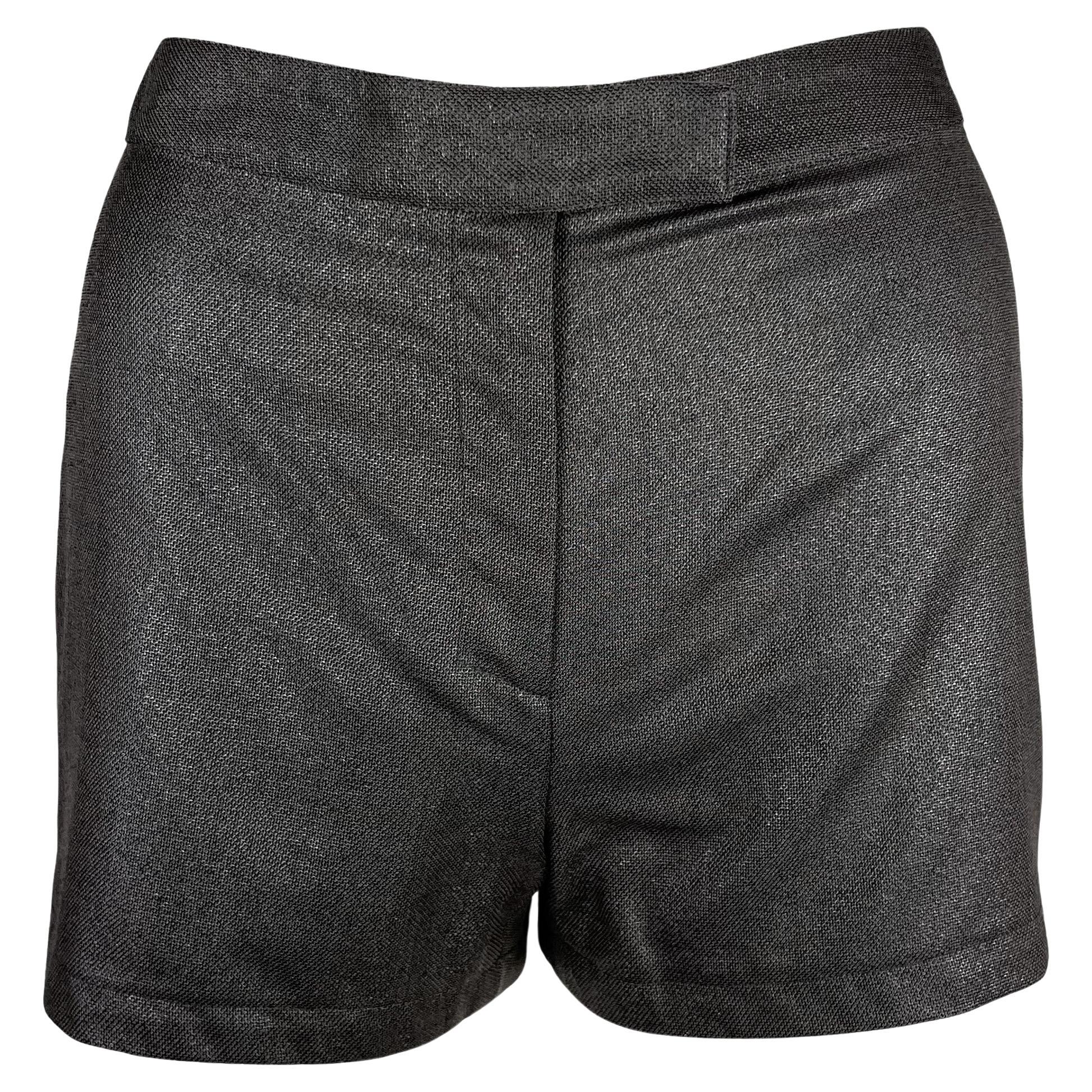 S/S 1998 Gianni Versace by Donatella Grey Metallic Mini Short Shorts Hot Pants For Sale