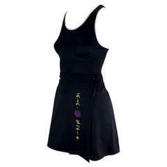 S/S 1998 Gianni Versace by Donatella Japanese Embroidered Navy Swim Skirt Set