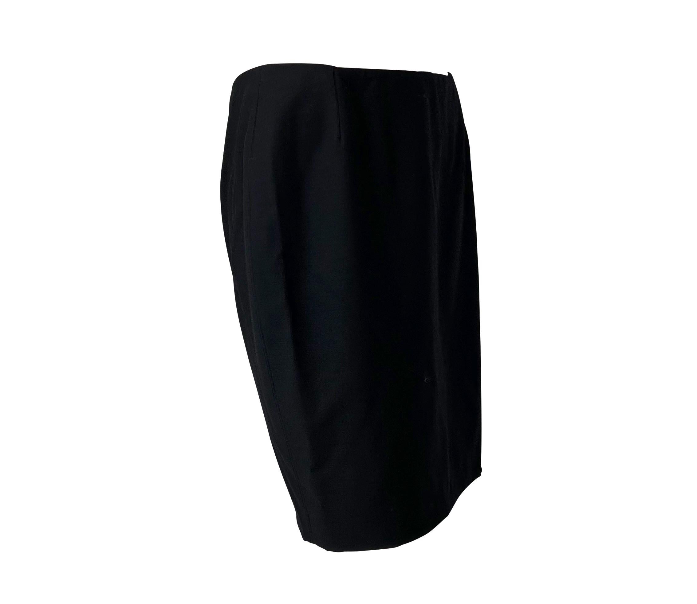 S/S 1998 Gianni Versace by Donatella Japanese Satin Appliqué Black Skirt For Sale 3