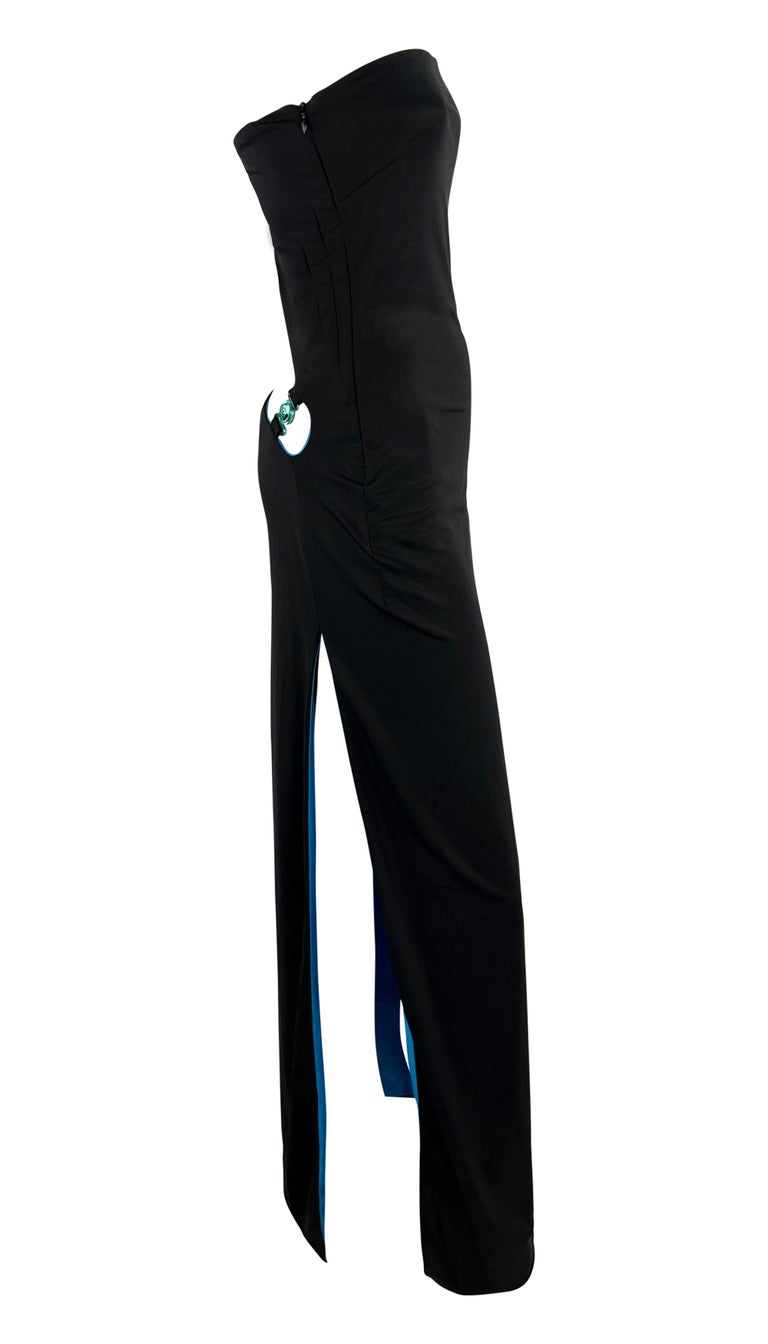 S/S 1998 Gianni Versace by Donatella Wet Look Backless Stretch Runway Dress  For Sale at 1stDibs