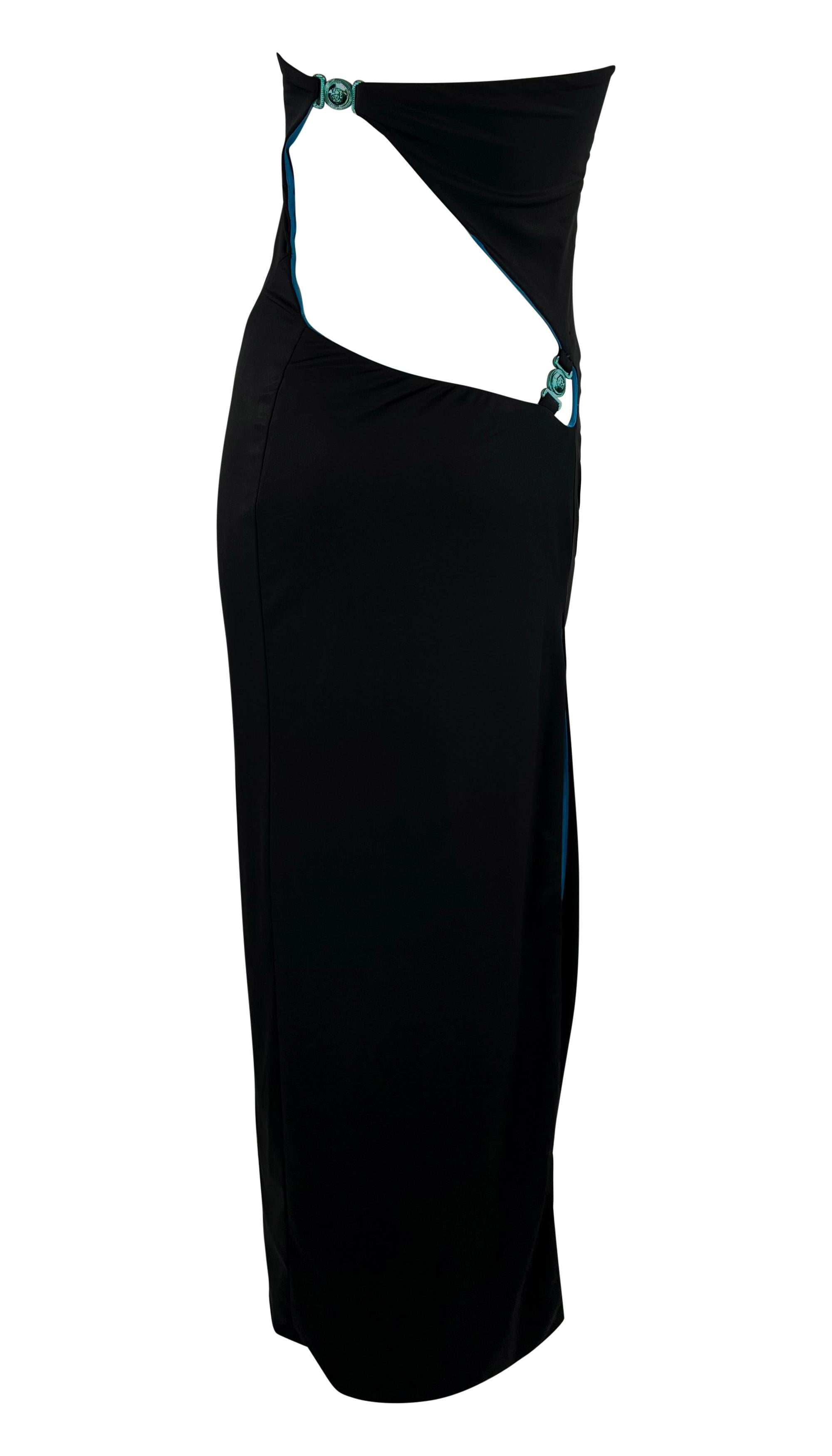 Donna P/E 1998 Gianni Versace by Donatella Versace Wet Look Backless Stretch Runway Dress in vendita