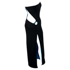 P/E 1998 Gianni Versace by Donatella Versace Wet Look Backless Stretch Runway Dress