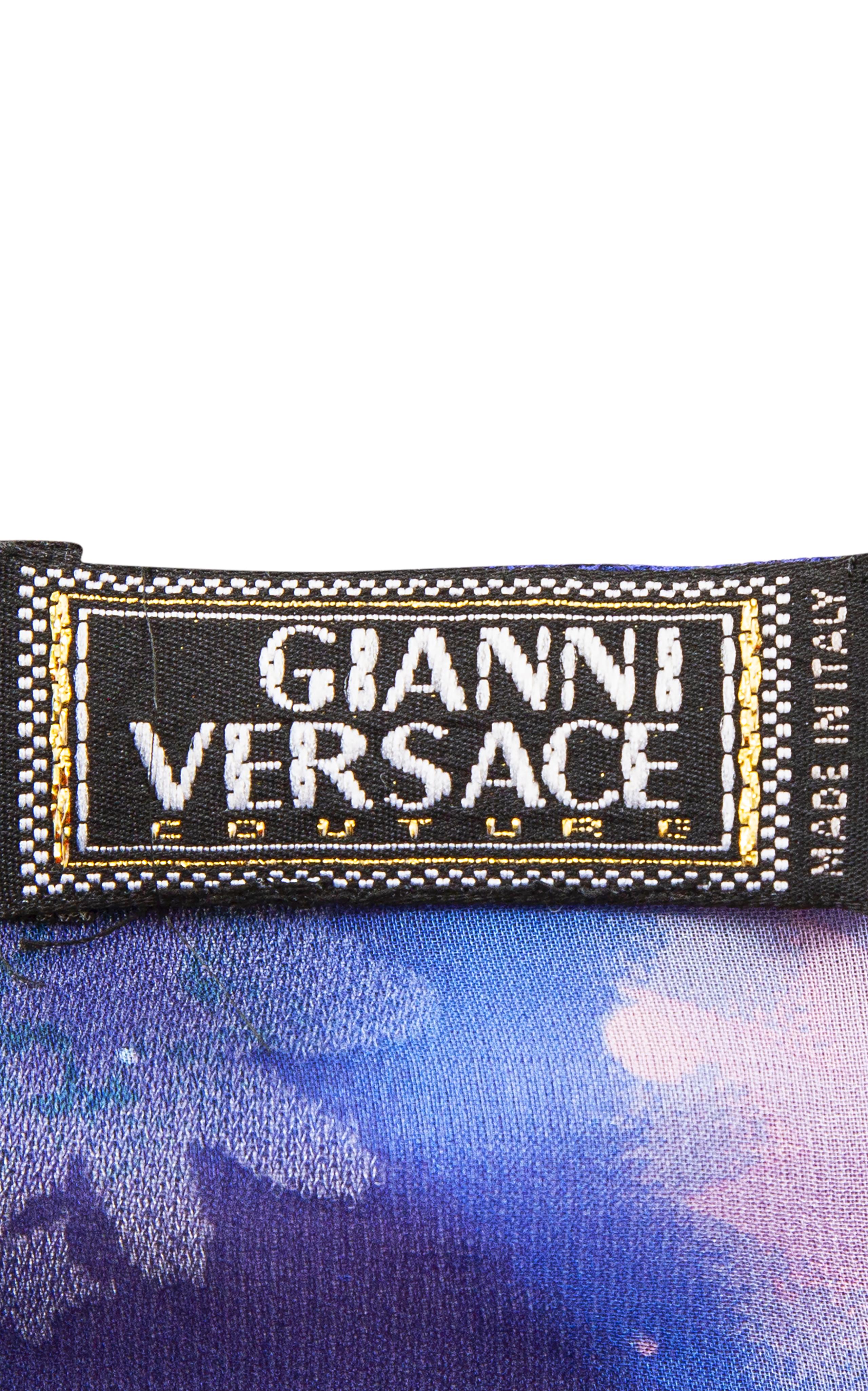 S/S 1998 Gianni Versace Medusa Purple Embroidered Silk Cutout Evening Gown 6