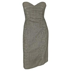 P/E 1998 Gianni Versace Runway Ad Mini Dress Grigio pied-de-poule senza spalline