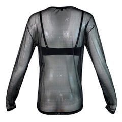 S/S 1998 Gucci Black Crystal G Logo Bra & Sheer Mesh Top Set
