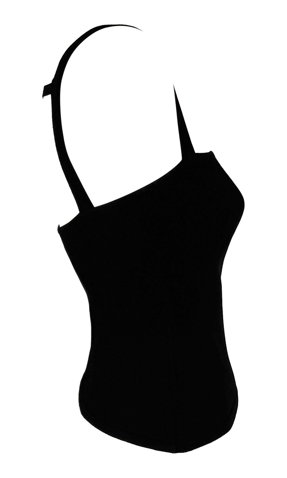 S/S 1998 Gucci by Tom Ford Black Bodycon Stretch Strap Tank Top In Excellent Condition For Sale In West Hollywood, CA