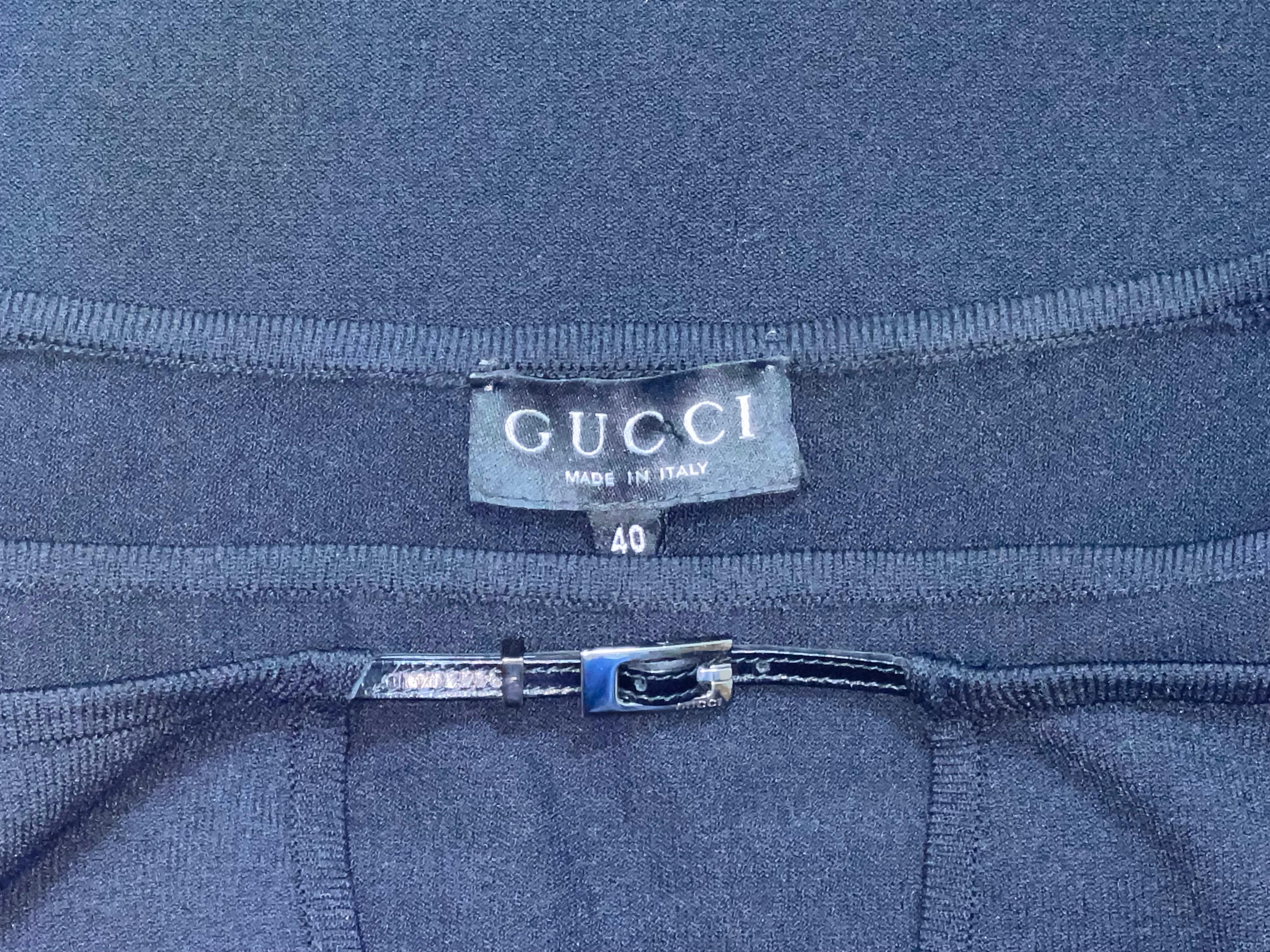 Women's S/S 1998 Gucci by Tom Ford Black Cut-Out Crop Top & Bodycon Skirt Set For Sale