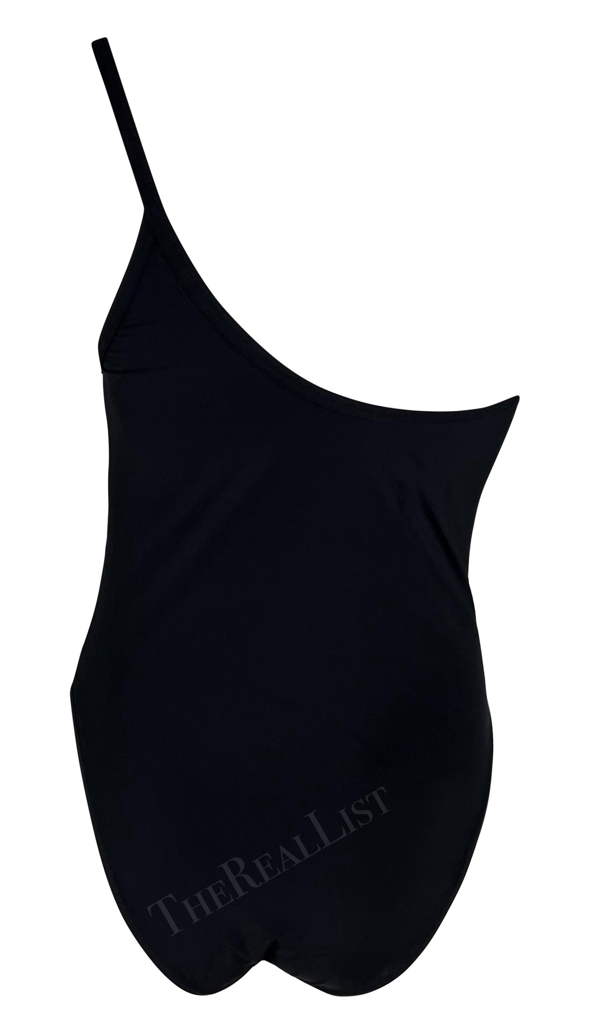 Women's S/S 1998 Gucci by Tom Ford Black 'G' Buckle Logo One Piece Swimsuit Bodysuit For Sale