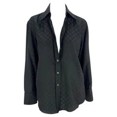 S/S 1998 Gucci by Tom Ford Noir Monogramme 'GG' Chemise à col boutonné