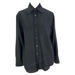 S/S 1998 Gucci by Tom Ford Black 'GG' Monogram Button Down Collar Shirt