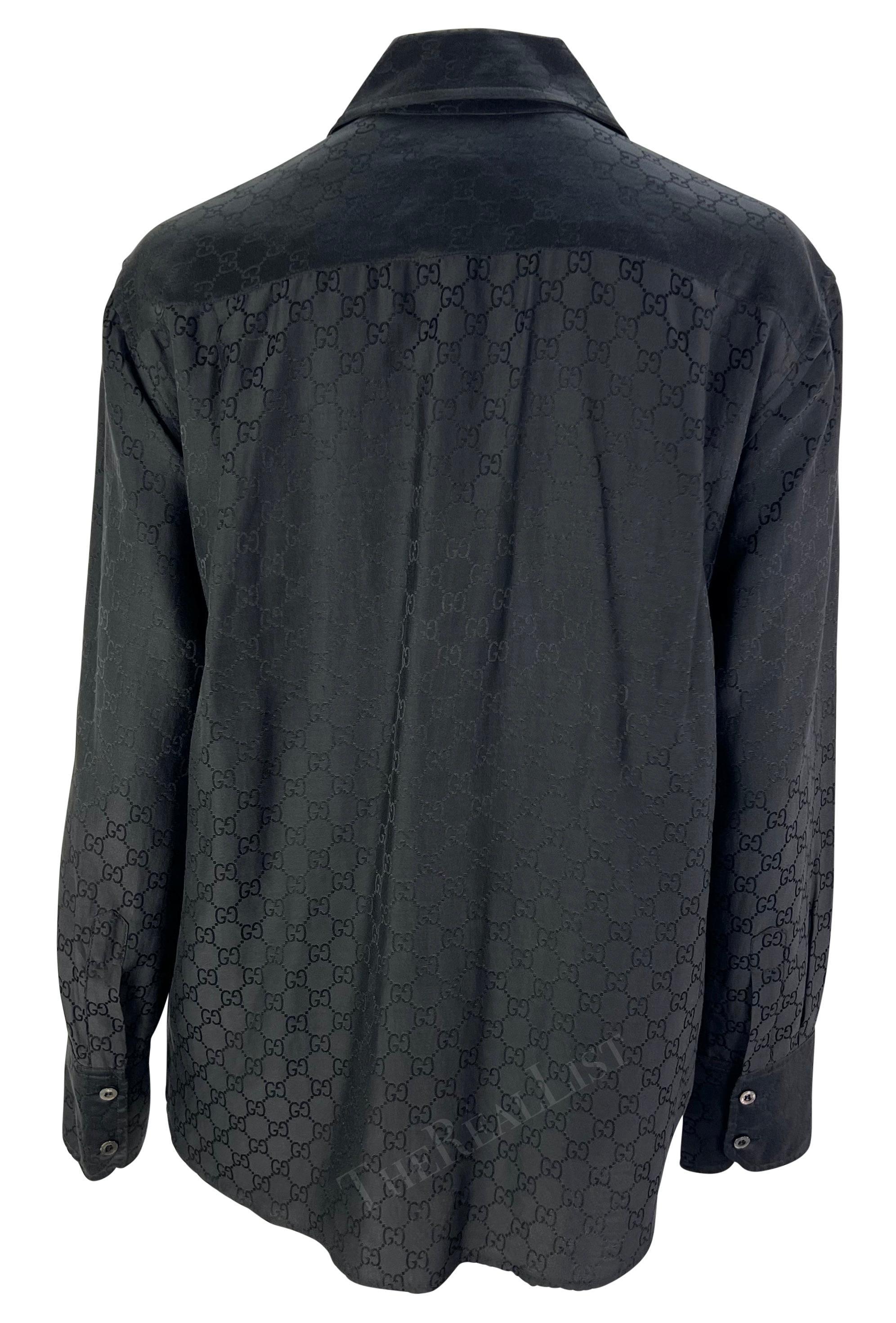 Camicia P/E 1998 Gucci by Tom Ford con colletto nero e monogramma 