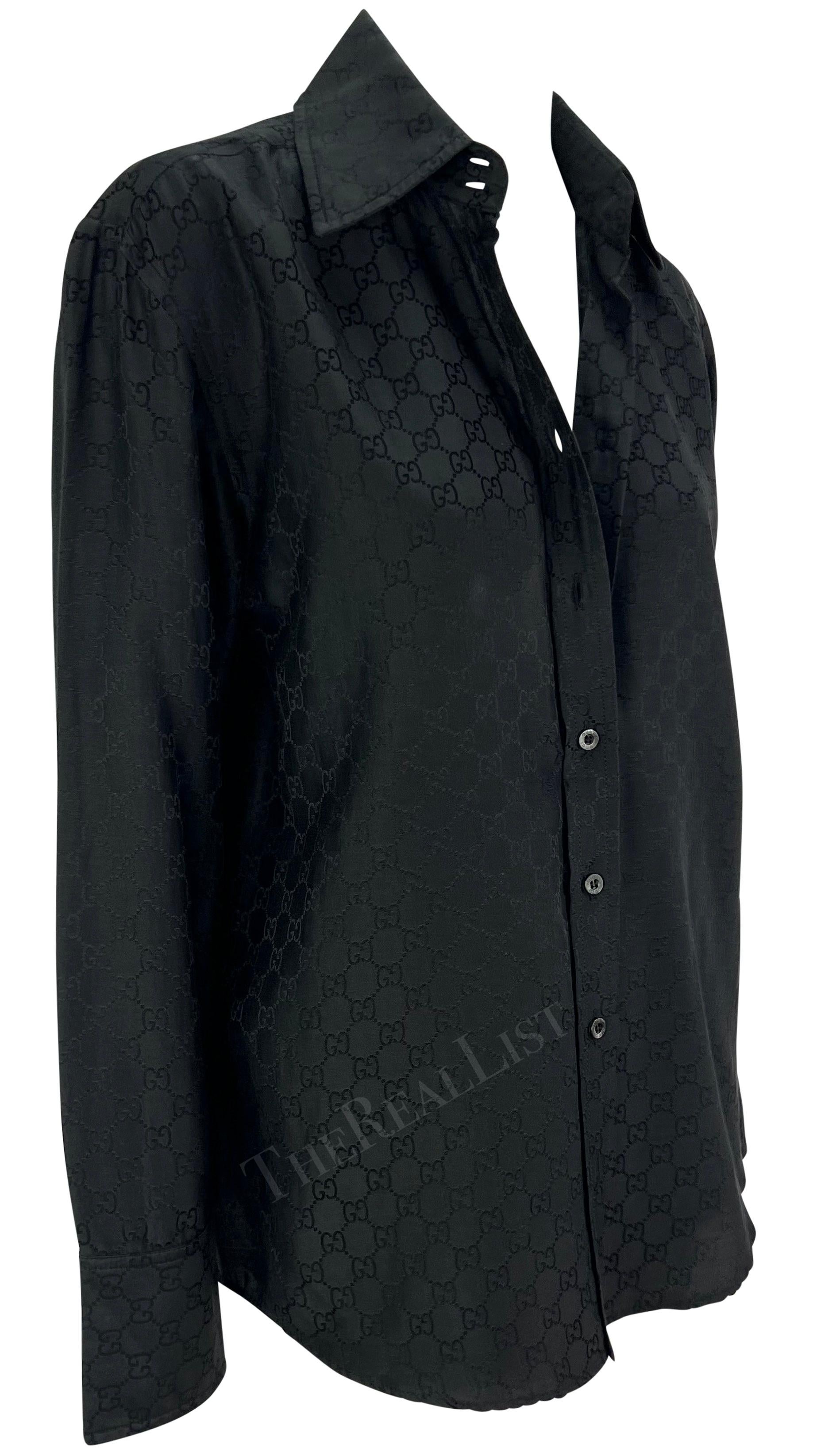 S/S 1998 Gucci by Tom Ford Black 'GG' Monogram Button Down Collar Shirt For Sale 4