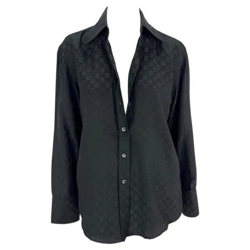 S/S 1998 Gucci by Tom Ford Noir Monogramme 'GG' Chemise à col boutonné