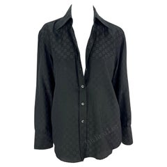 S/S 1998 Gucci by Tom Ford Black 'GG' Monogram Button Down Collar Shirt