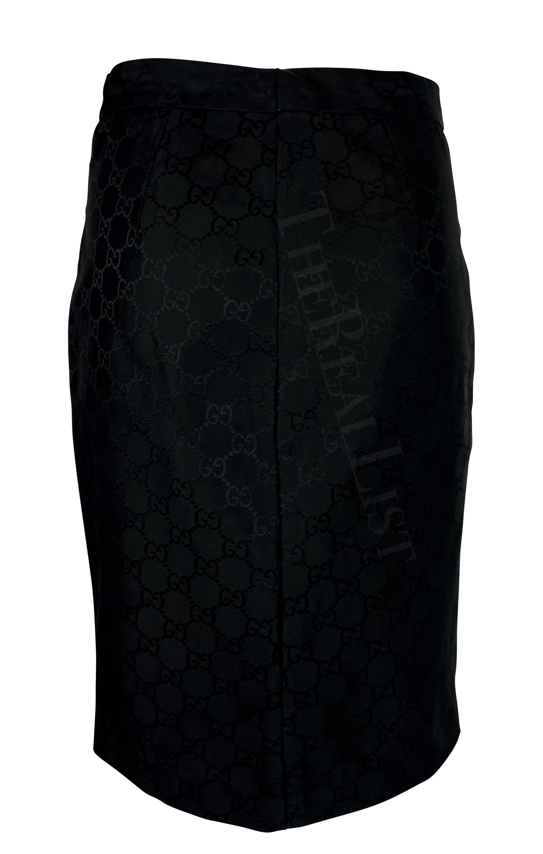 S/S 1998 Gucci by Tom Ford Black 'GG' Monogram Runway Skirt For Sale 1