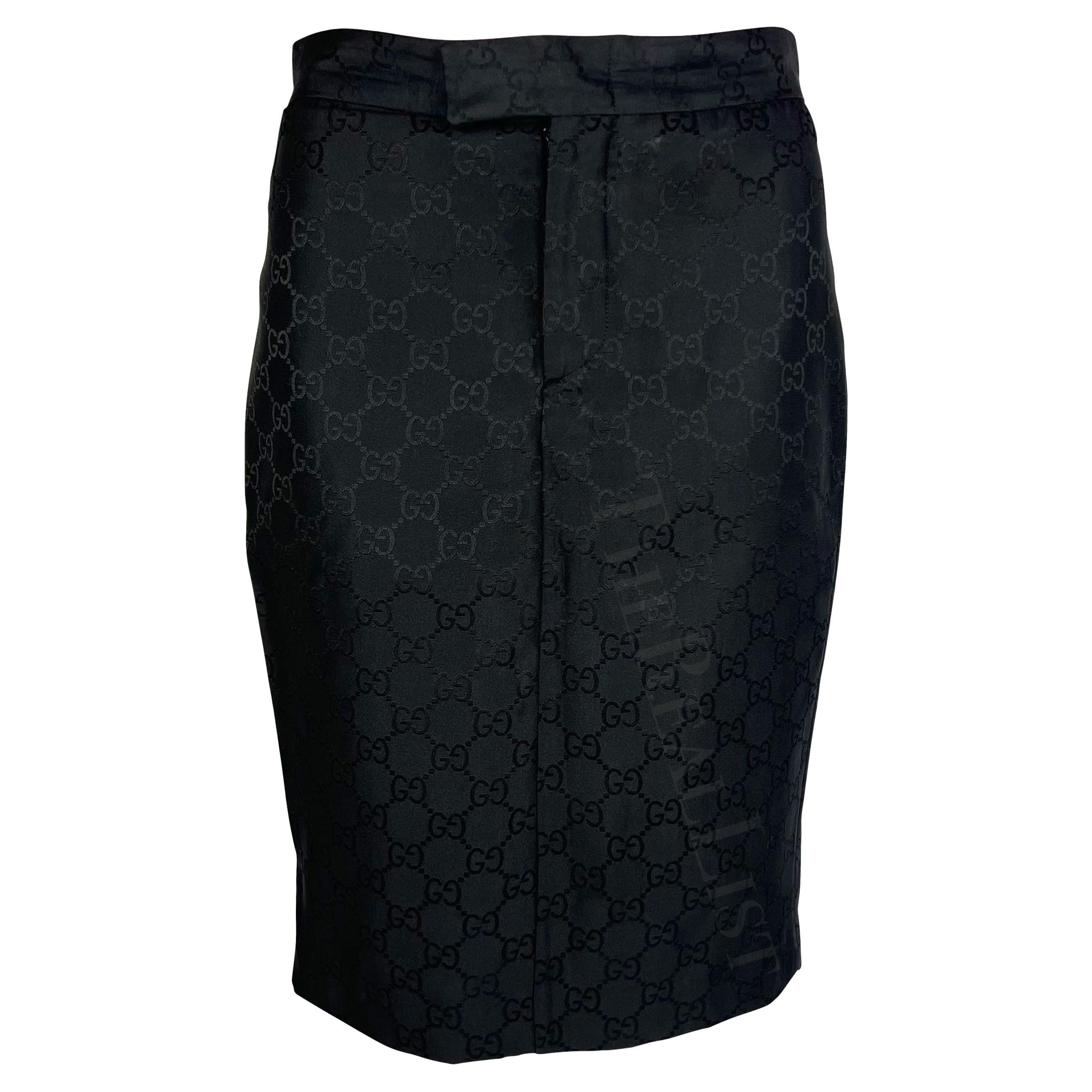 S/S 1998 Gucci by Tom Ford Black 'GG' Monogram Runway Skirt For Sale