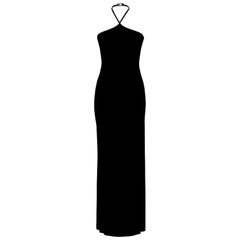 S/S 1998 Gucci by Tom Ford Black Halter Neck Jersey Gown