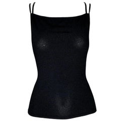S/S 1998 Gucci by Tom Ford Black Knit Bodycon Double Leather Strap Top