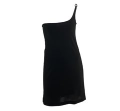 S/S 1998 Gucci by Tom Ford Black Metallic G Buckle Asymmetric Mini Dress