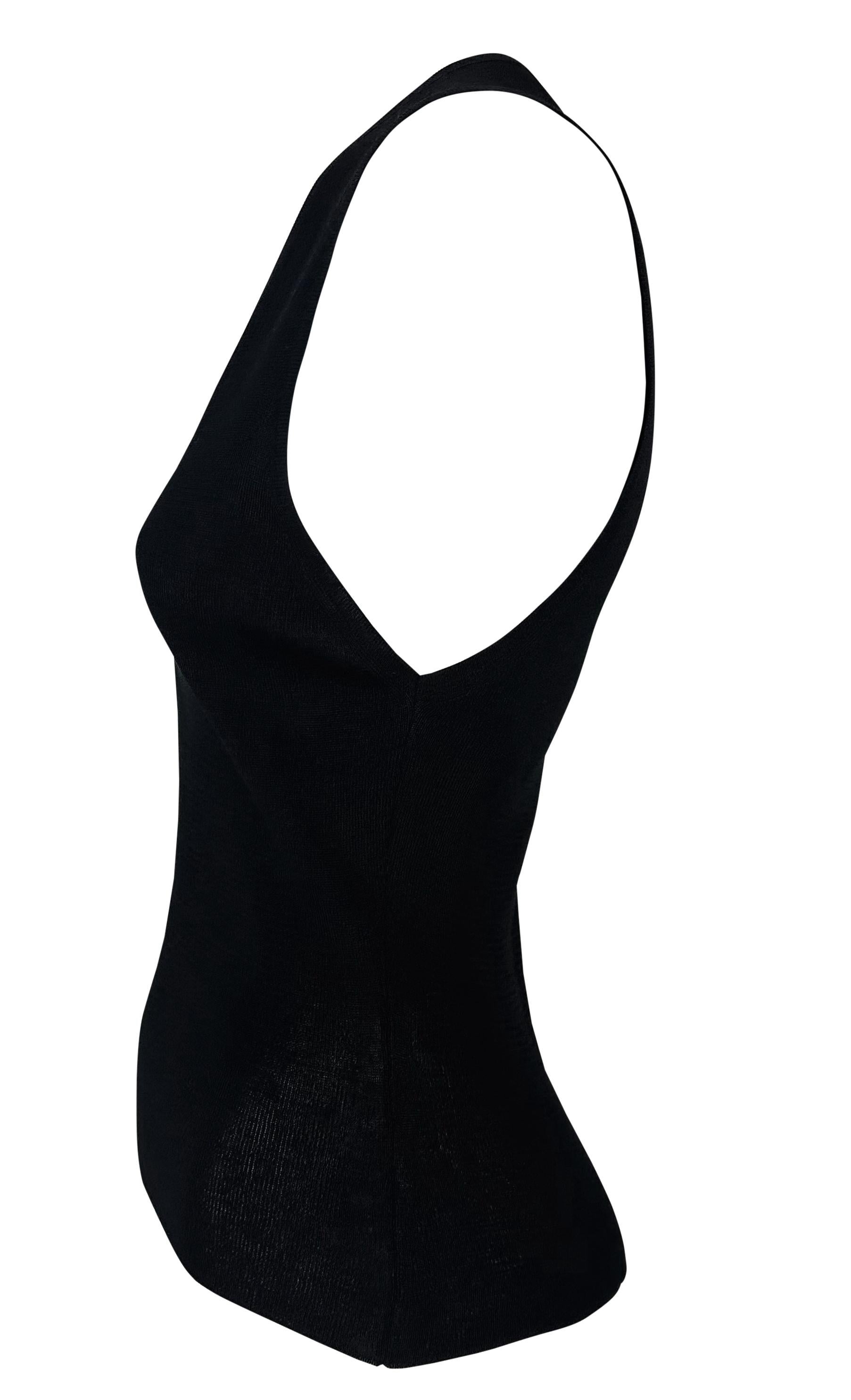 S/S 1998 Gucci by Tom Ford Black Semi-Sheer Deep V-Neck Knit Sleeveless Top In Excellent Condition For Sale In West Hollywood, CA