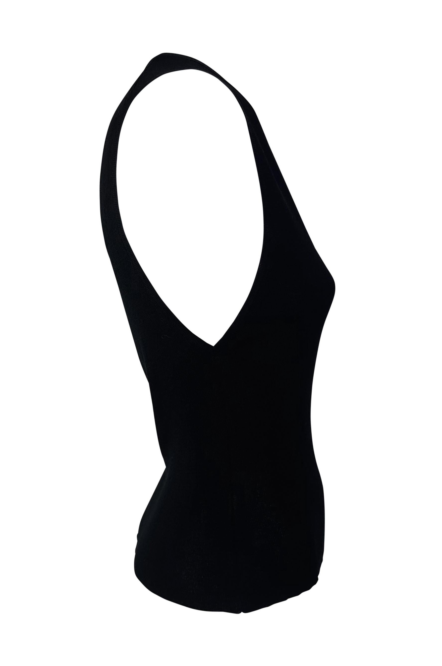 S/S 1998 Gucci by Tom Ford Black Semi-Sheer Deep V-Neck Knit Sleeveless Top For Sale 1