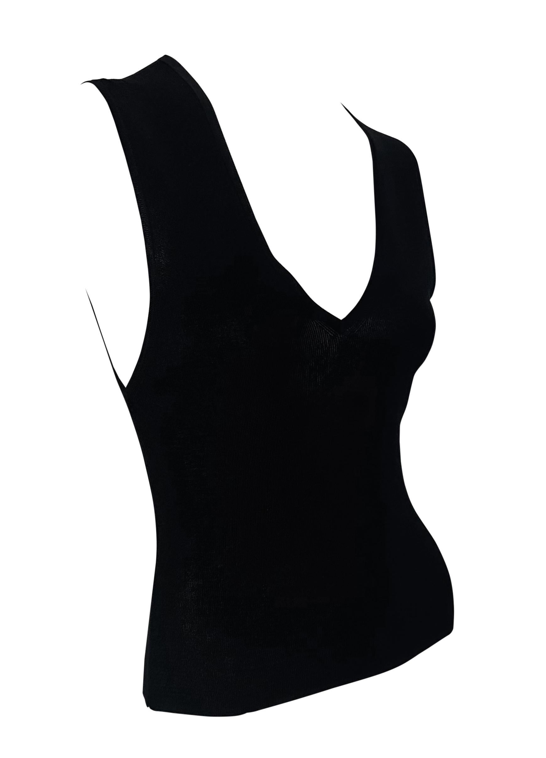 S/S 1998 Gucci by Tom Ford Black Semi-Sheer Deep V-Neck Knit Sleeveless Top For Sale 2