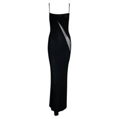 S/S 1998 Gucci by Tom Ford Black Sheer Body Panel Plunging Back Gown Dress