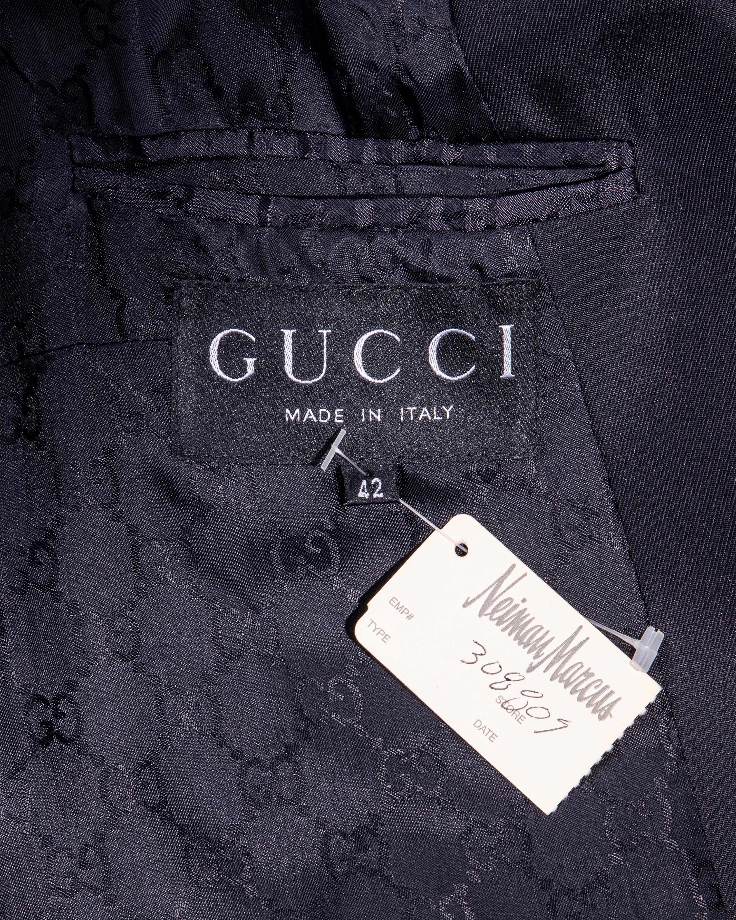 S/S 1998 Gucci by Tom Ford Black Silk Satin Jacket 7