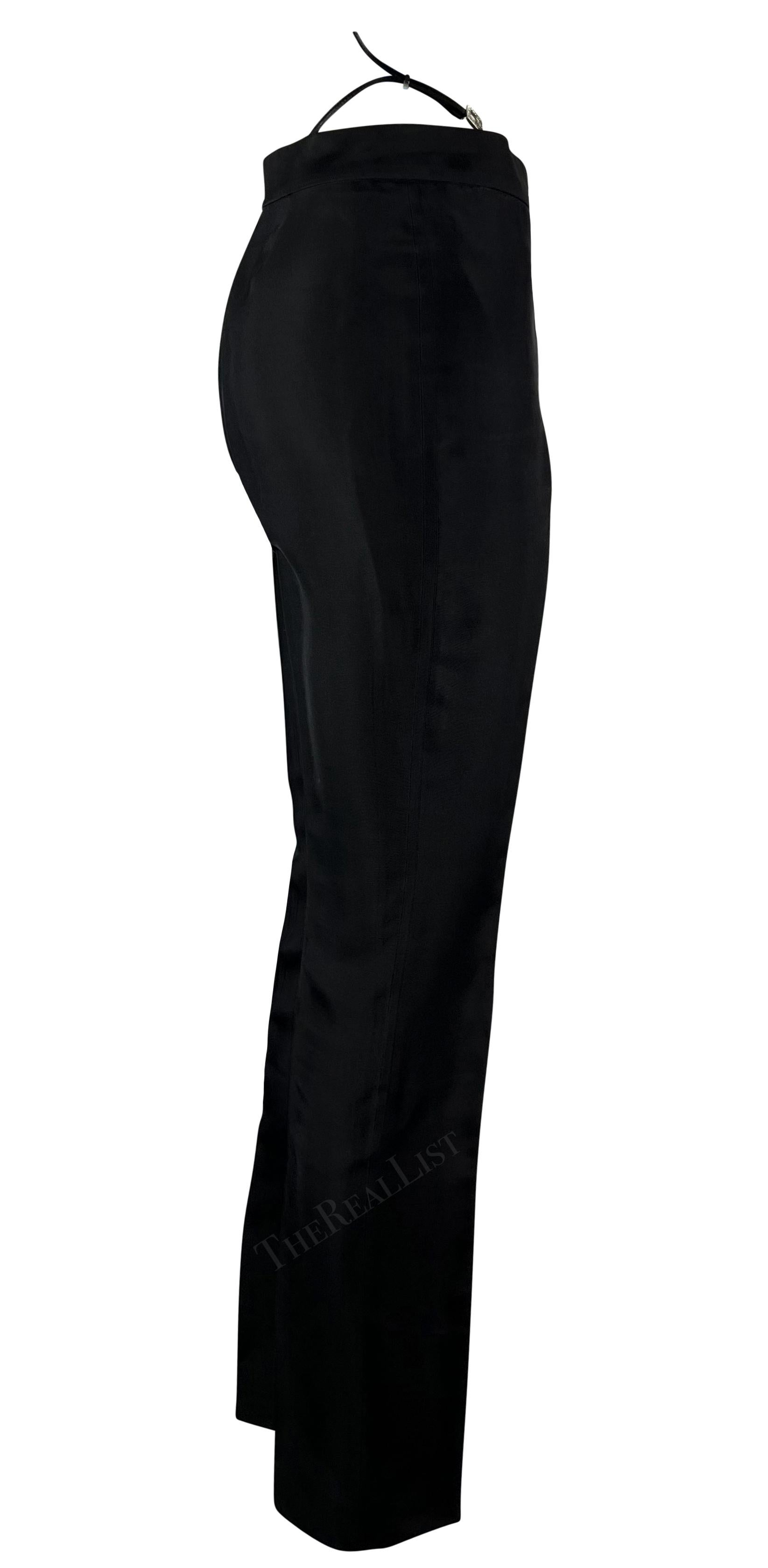 S/S 1998 Gucci by Tom Ford Black Square 'G' Rhinestone Thong Strap Runway Pants For Sale 6
