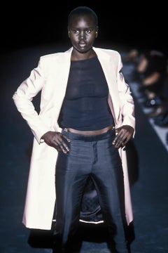 S/S 1998 Gucci by Tom Ford Black Square 'G' Rhinestone Thong Strap Runway Pants