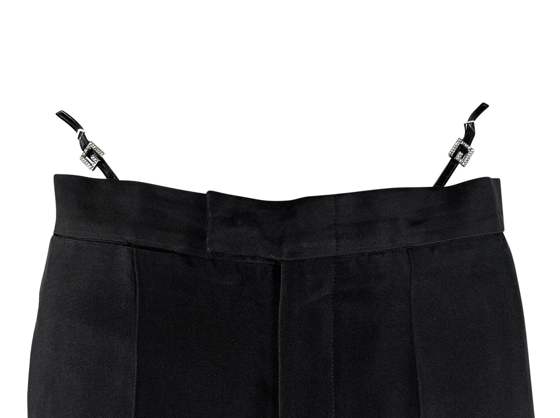 S/S 1998 Gucci by Tom Ford Black Square 'G' Rhinestone Thong Strap Runway Pants In Excellent Condition For Sale In West Hollywood, CA
