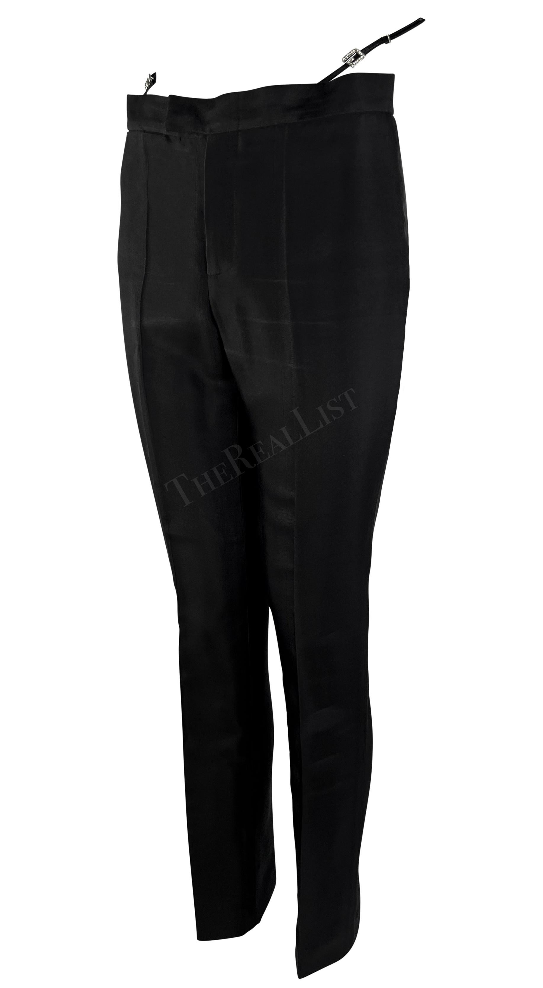 S/S 1998 Gucci by Tom Ford Black Square 'G' Rhinestone Thong Strap Runway Pants For Sale 3