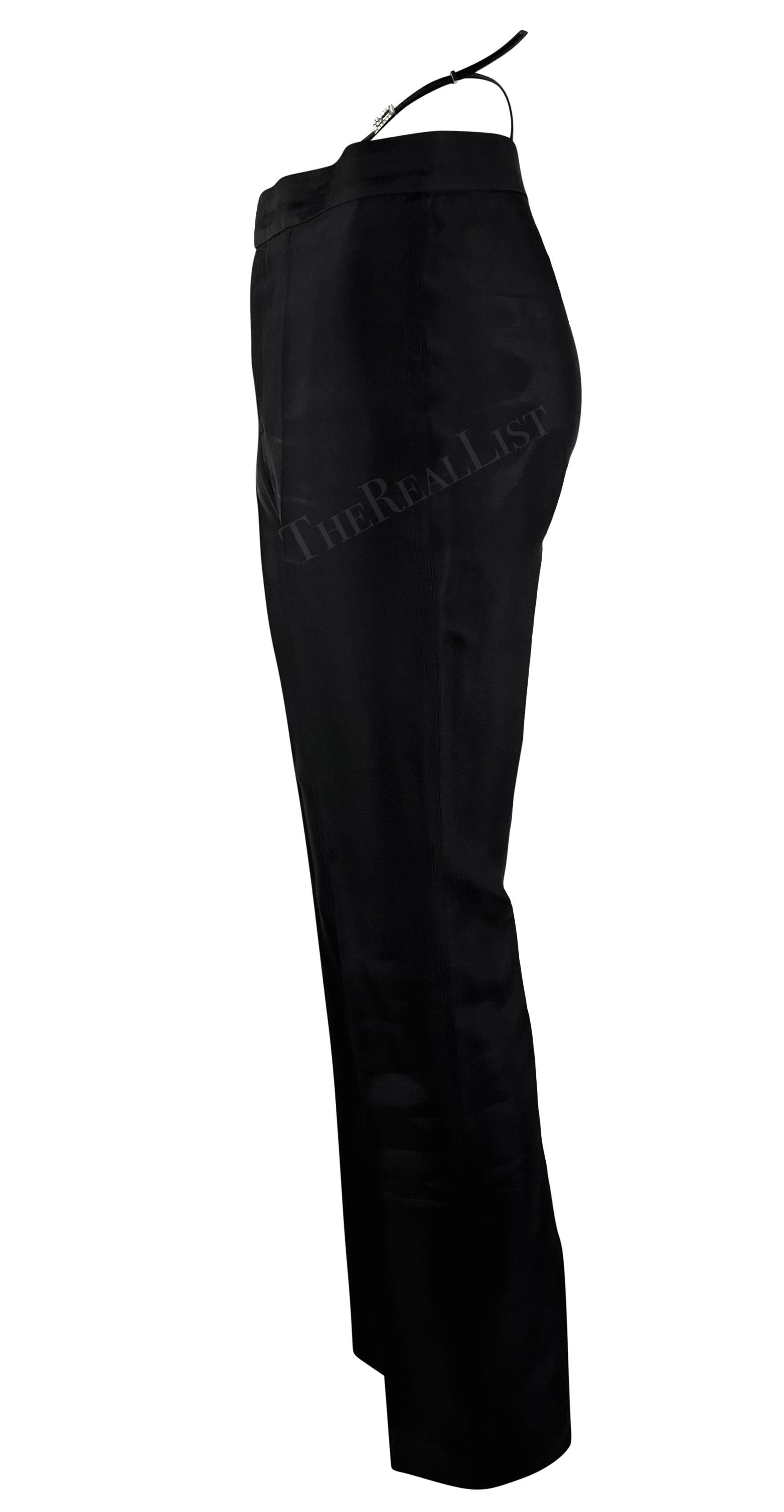 S/S 1998 Gucci by Tom Ford Black Square 'G' Rhinestone Thong Strap Runway Pants For Sale 4