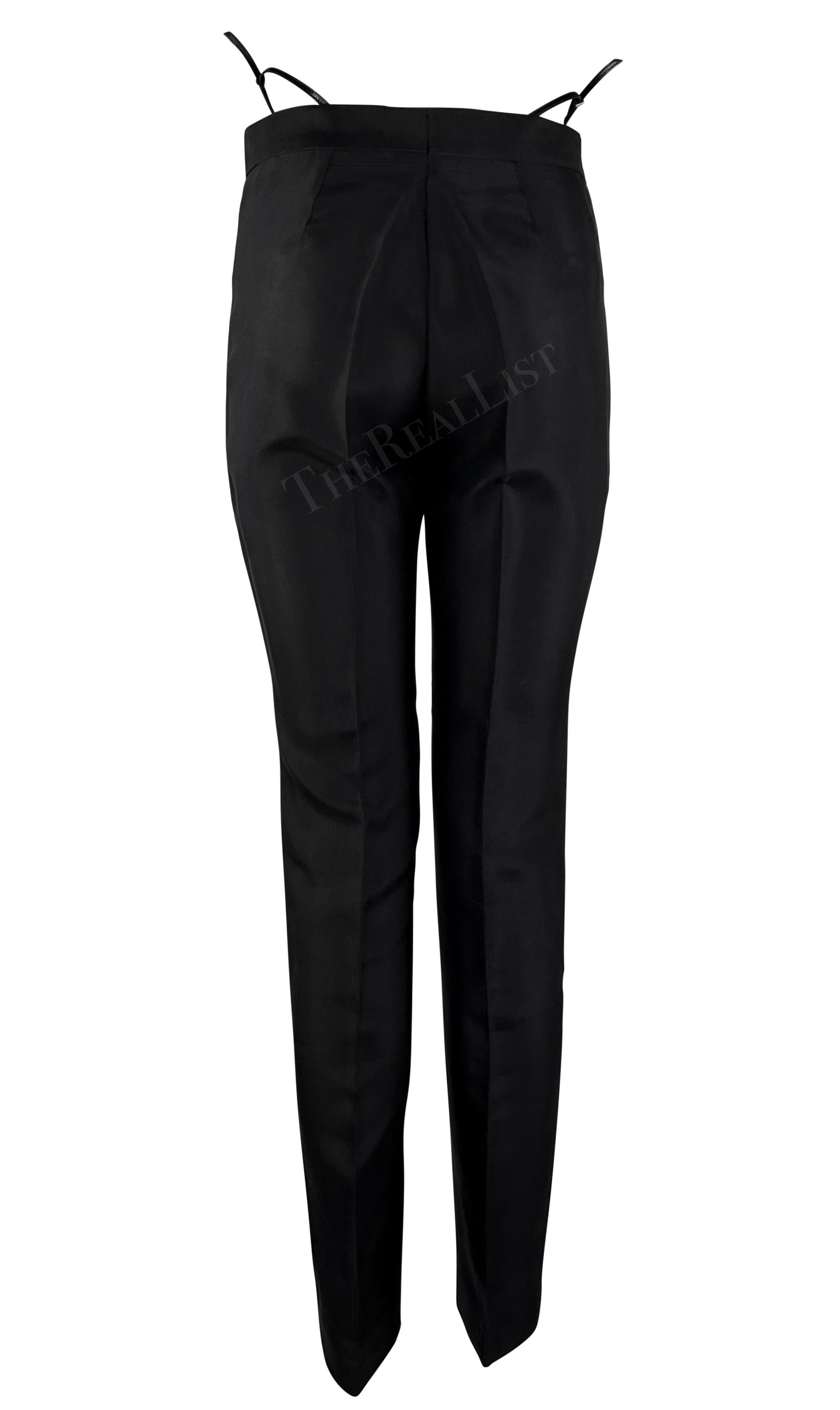 S/S 1998 Gucci by Tom Ford Black Square 'G' Rhinestone Thong Strap Runway Pants For Sale 5